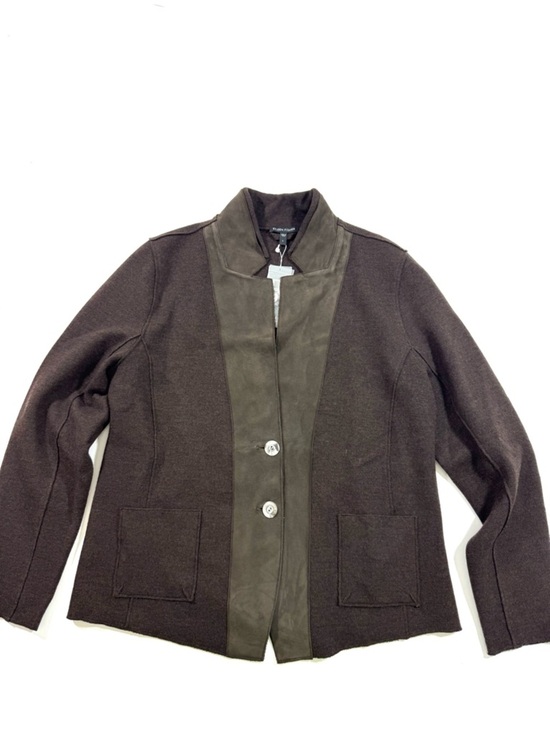 Eileen Fisher Jackets & Blazers - New Eileen Fisher Notch Collar Jacket Blazer Merino Wool Lamb Leather Peat Brown
